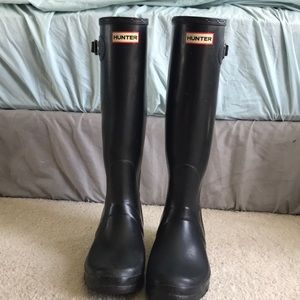 Matte black hunter boots
